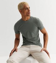 New Look Khaki Crew Neck Muscle Fit T-Shirt